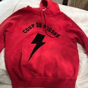 Frame size small red sweatshirt with lightning bolt “coup de foudre”